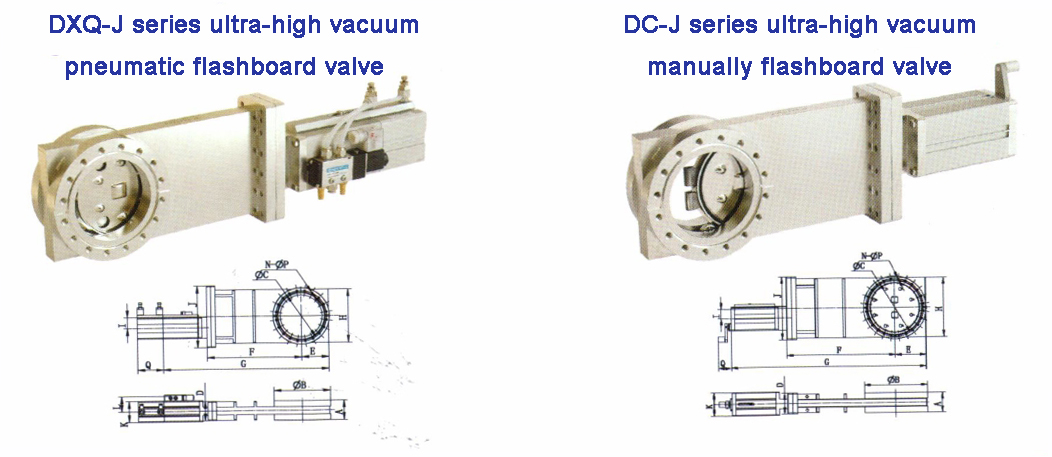 Ultra-high vacuum flashboard valve seriese